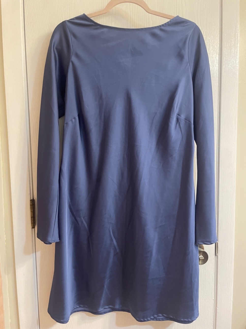 Abercrombie & Fitch Satin Blue Long-Sleeve Mini Dress